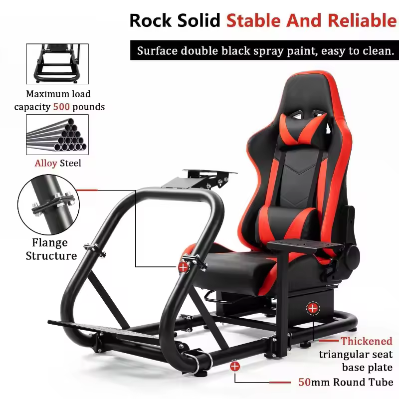Racing Sim Cockpit Stand with comfortable Seat Fit for Logitech/Fanatec/Thrustmaster G27 G923 G920,Large Round Tube&Adjustable - AliExpress 