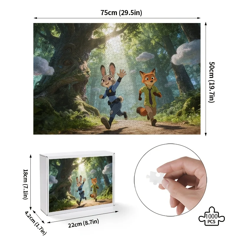 Puzzle poster Disney Zootopia Judy Hopps e Nick Wilde da 1000 pezzi |   Intrattenimento per la famiglia, rompicapo per adulti, senza cornice, adatto