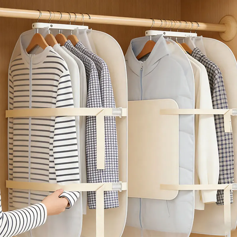 

1pc/5pcs Board Compressing Hanging Organizer Bag Home Wardrobe Bedroom Dorm Closet Sorting Fabric Foldable Storage Save Space 50