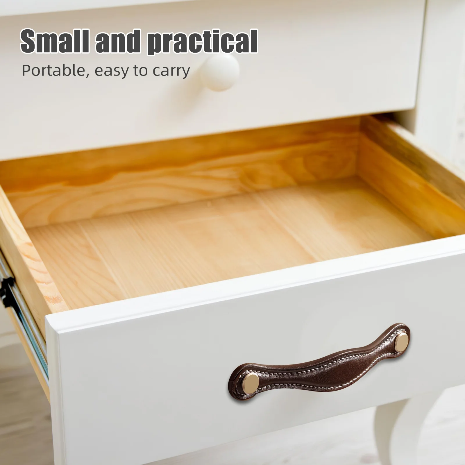 

2pcs Faux Drawer Pulls Sturdy Pu Cabinet Handles Ergonomic Replacement For Wardrobe Dresser Office Furniture