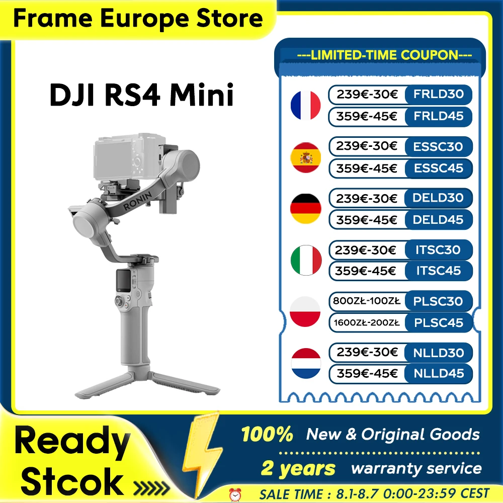 【LOCAL+】DJI RS 4 Mini Gimbal-Stabilisator für Kameras 2kg/4,4lbs Traglast Intelligente Tracking-Kamera-Gimbal Native Vertikalaufnahmen Neu