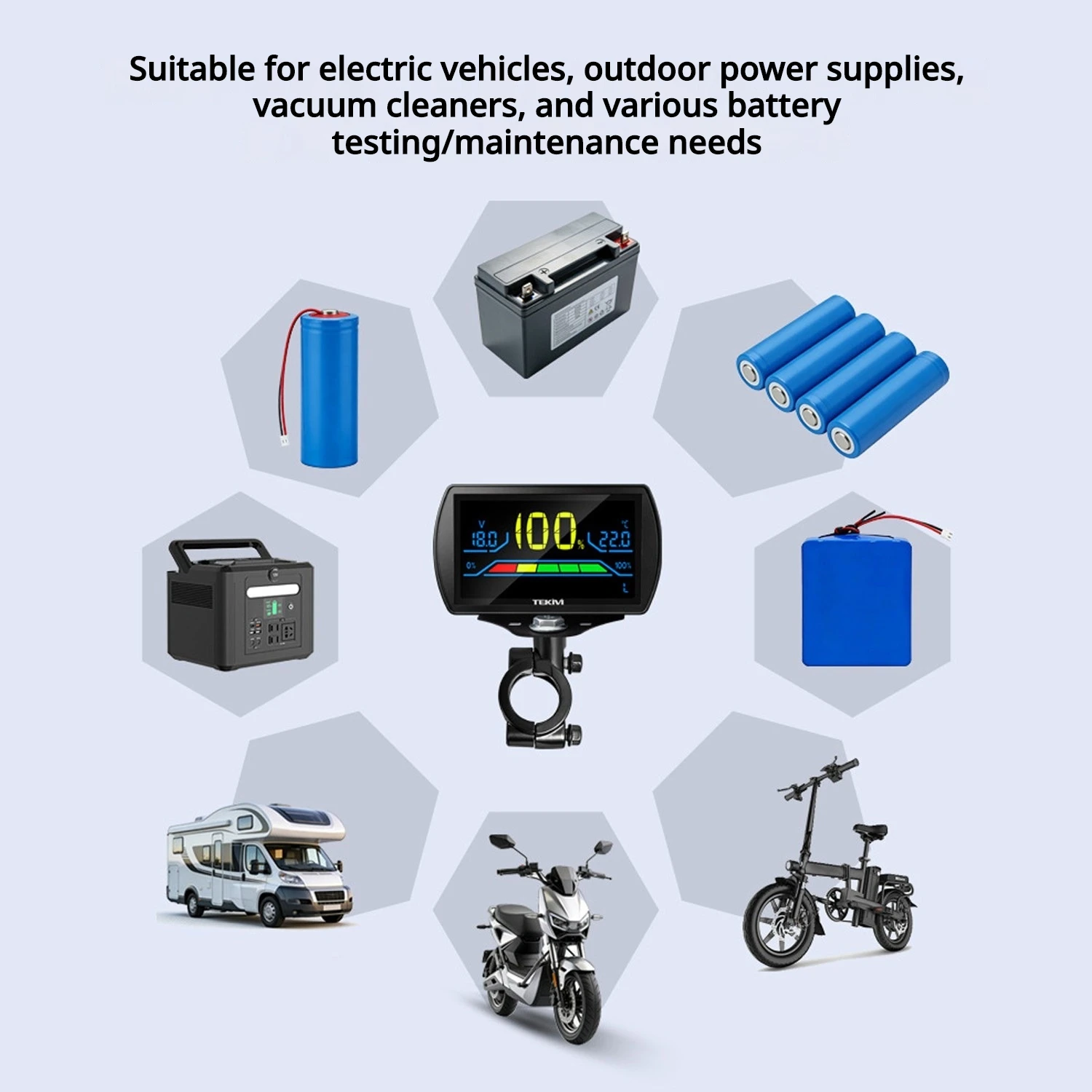 2-Wire DC7-100V Battery Voltage Indicator Universal Lead Acid Li-ion LiFePO4 Battery Capacity Meter with Percentage Display