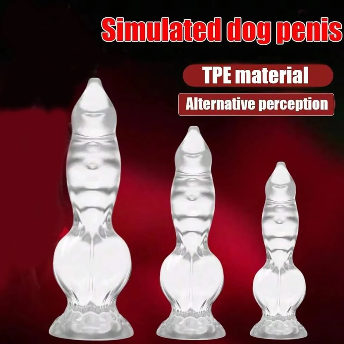 Clear Knotted Dog Dildo Realistic Canine Knot Fantasy Soft Flexible Suction Cup Sex Toy for Women & Men