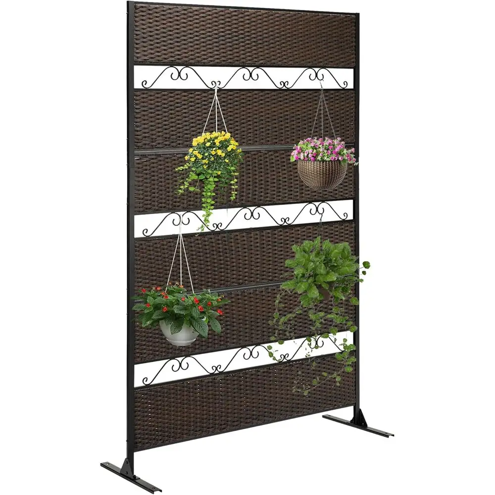 Brown Wicker & Metal Outdoor Privacy Screen - 45W x 73H, Ideal for Living Rooms, Patios, Gardens, and Backyards