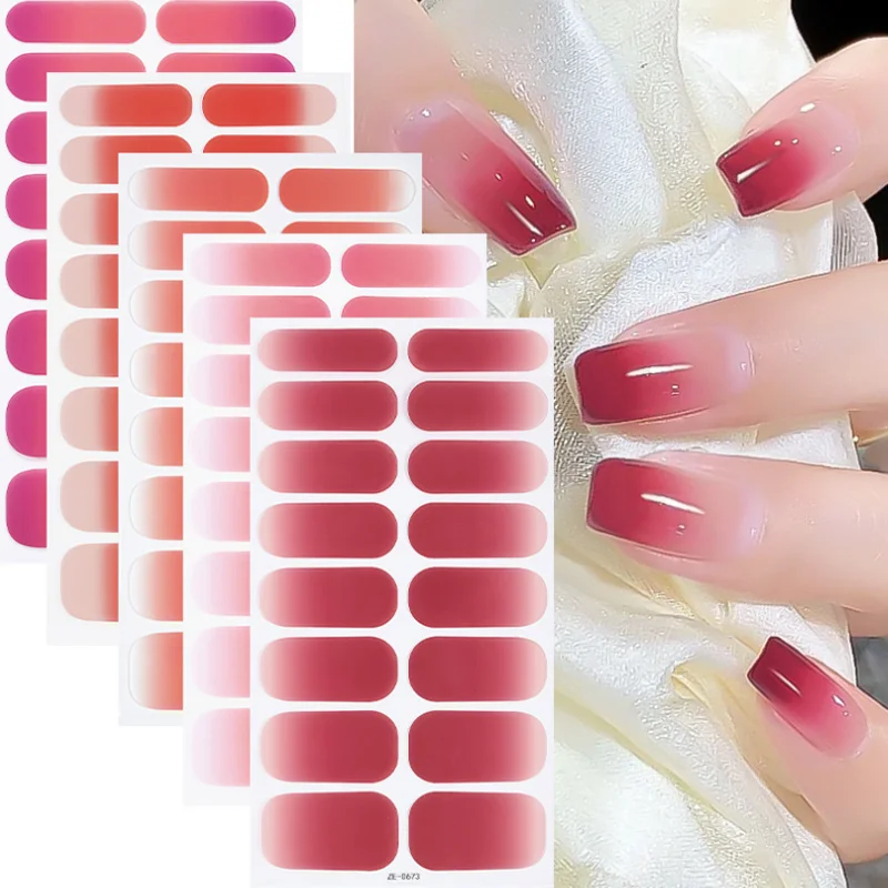 Franse gradiënt nagelsticker DIY snoepkleur nagelkunst decoraties druk op nagels schoonheid nagelwraps DIY manicure stickers nep nagel