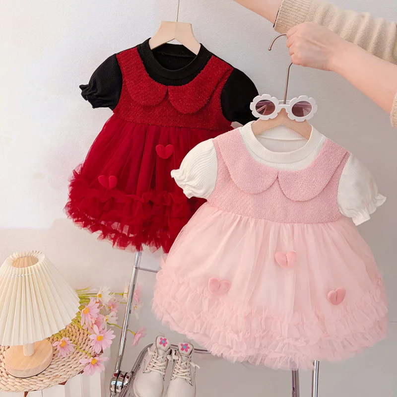 

Girls' Summer Princess Dress Cute Dress for Baby Girls2Fake two-piece birthday dress