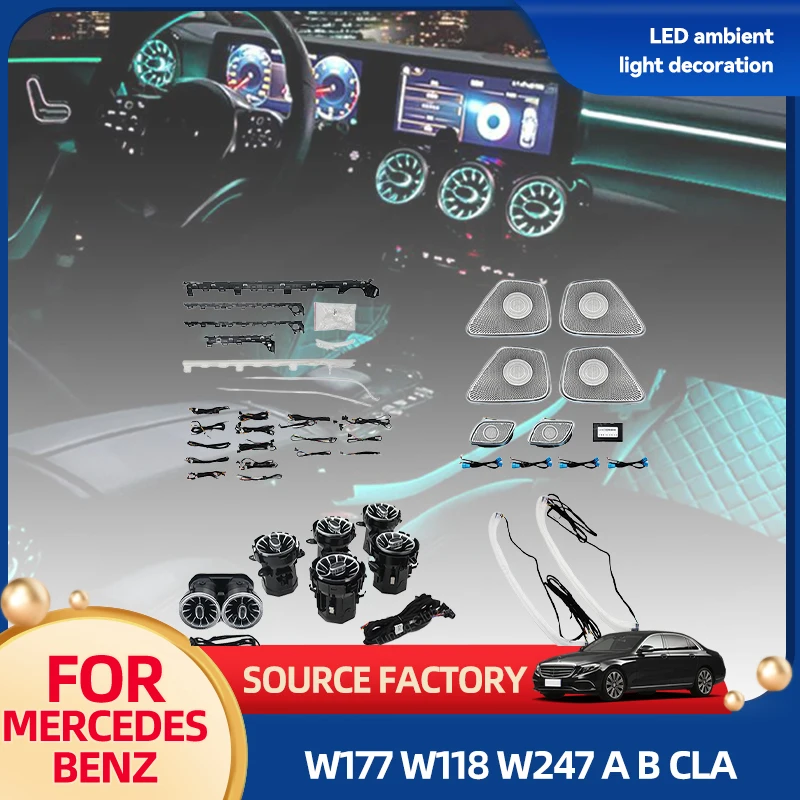 

Interior Mouldings 64 Colors Ambient Light For Mercedes Benz W177 W118 W247 A/B/CLA/GLA/GLB Class RGB LED Air Vents Car Door Sea