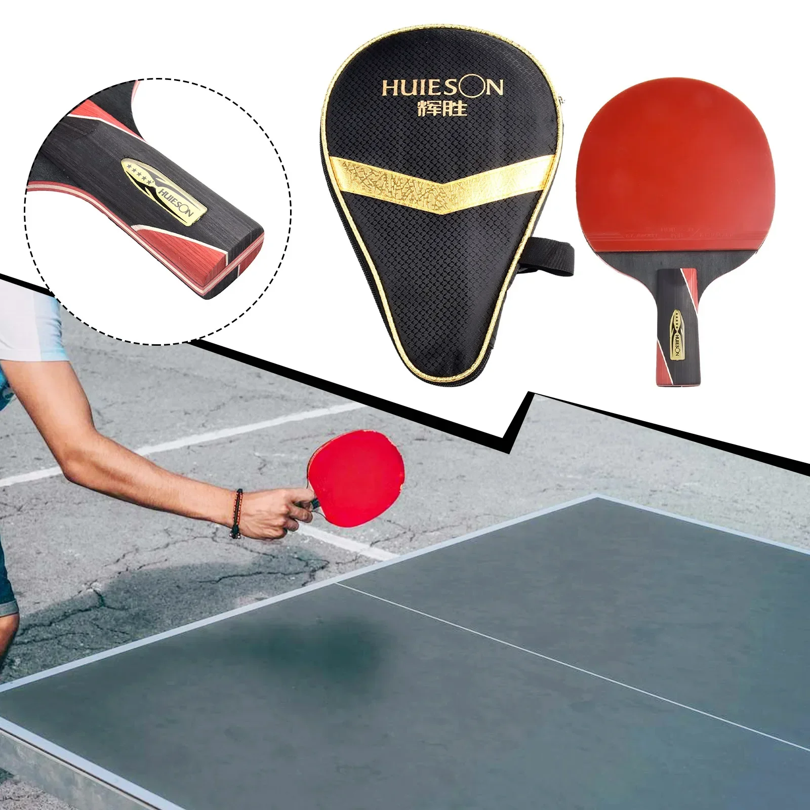 1Pc Table Tennis Racket Professional Racket Carbon Fiber And Rubber Blade Table Tennis Bat Paddle With Bag Short/Long Handle