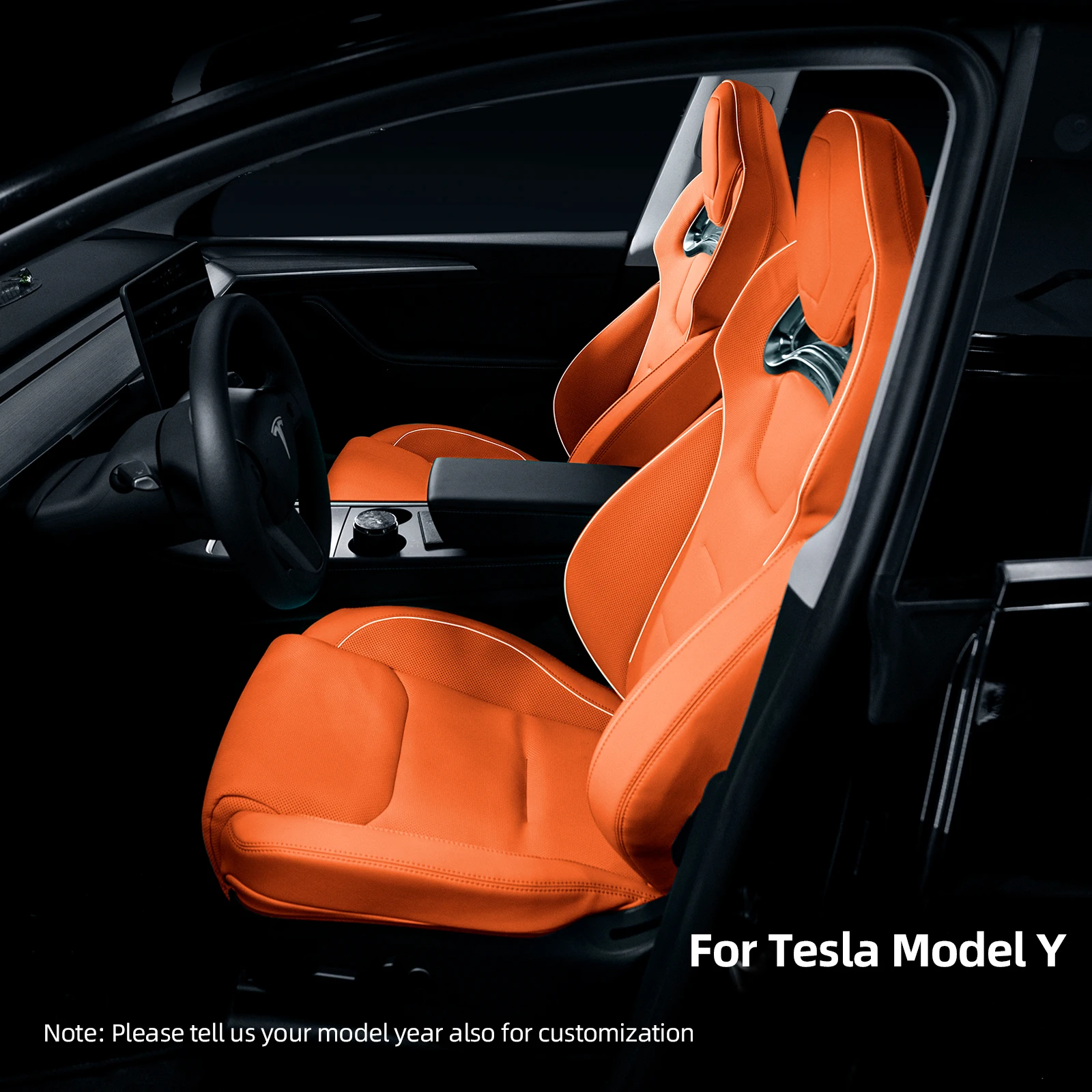 Alfanxi Seat Covers Microfiber Leather Covers for Model Y Seats Modification Compatible with 2019-2024 Tesla Model Y