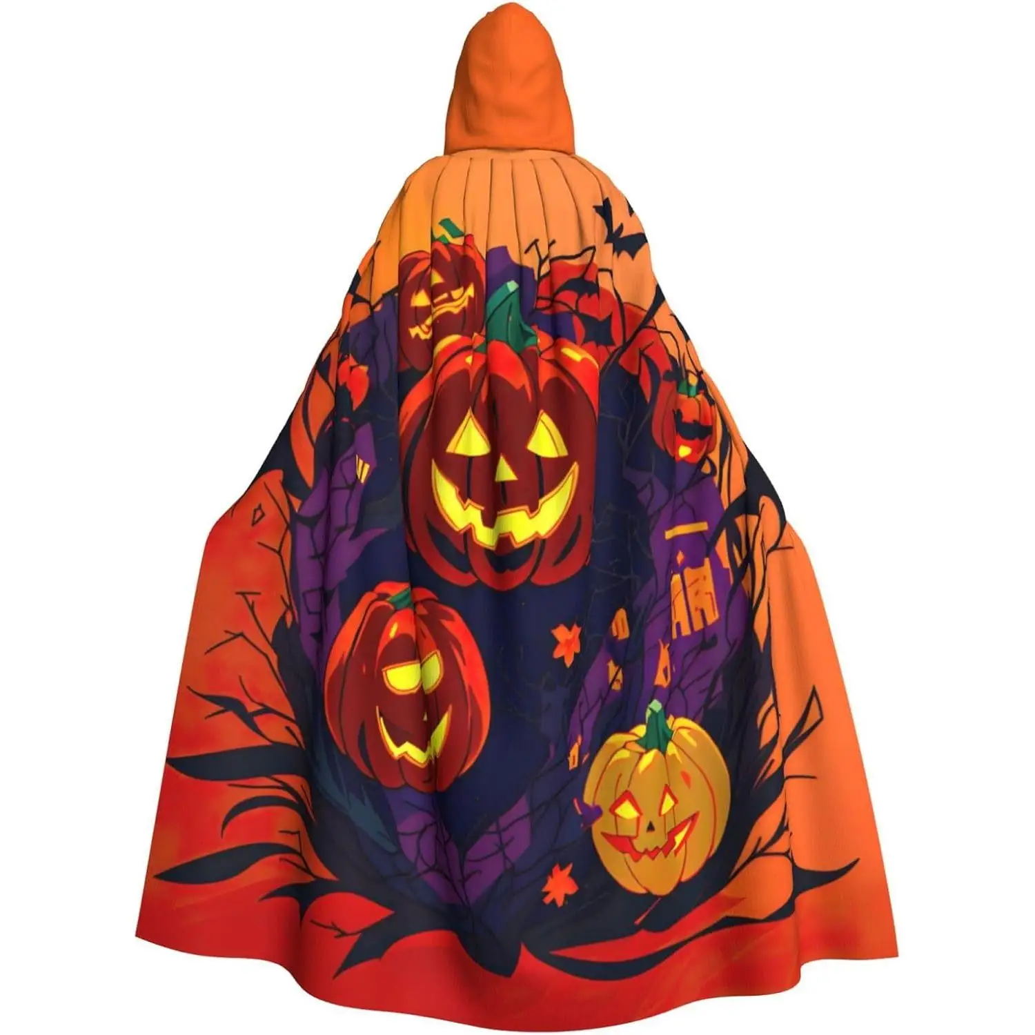 

Halloween Pumpkin Print Unisex Adults Hooded Cloak Cape Hooded Robe Cloak Oversized Hood Cloak Halloween