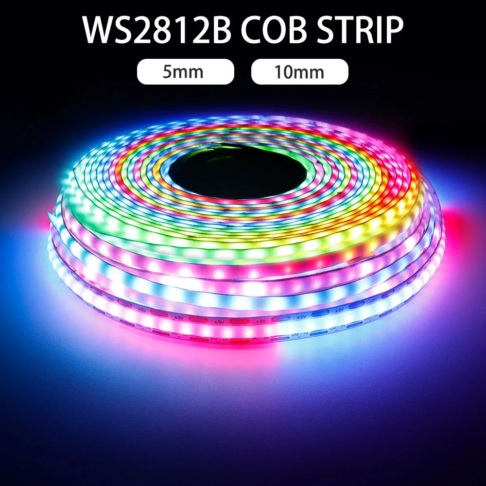 WS2812B COB RGBIC Pixels LED Strip Individually Addressable 60/100/160Leds/m Light 5/10mm WS2812 Smart RGB Dream Color Tape DC5V