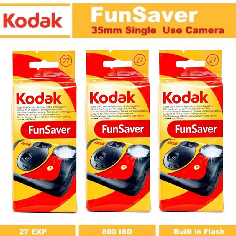 كاميرا كوداك FunSaver الكلاسيكية الجديدة ذات الاستخدام الواحد مع كاميرات فيلم نقطة ونقطة للاستعمال مرة واحدة 1-5 قطعة 27 ورقة 39 ورقة