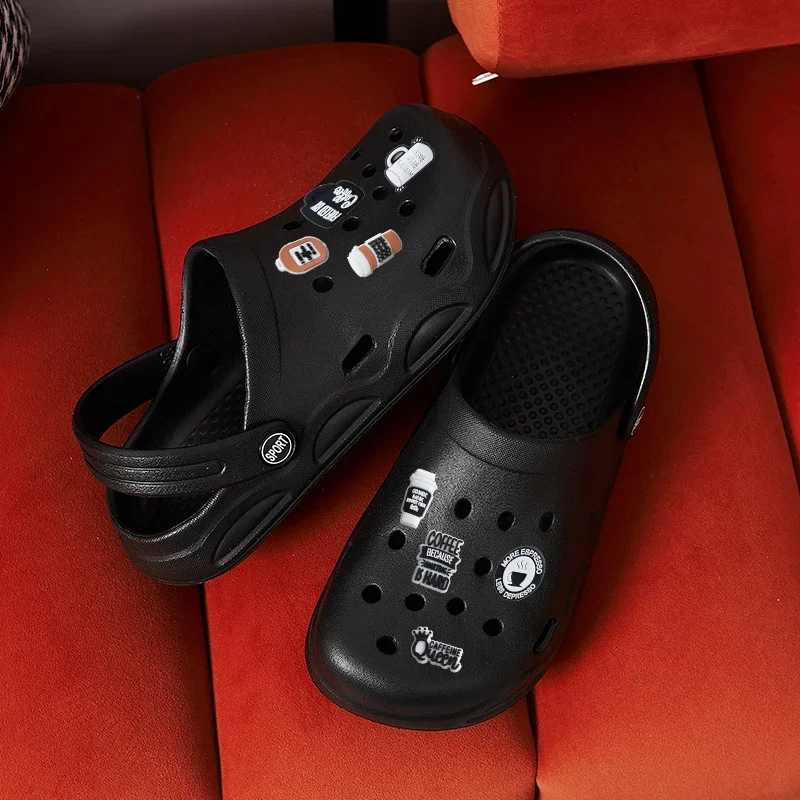 

Woman Slippers With Coffee Charms Sandals Women Flip Flops Designer Shoes White Black Clogs Beach Comfortable Platform Mules