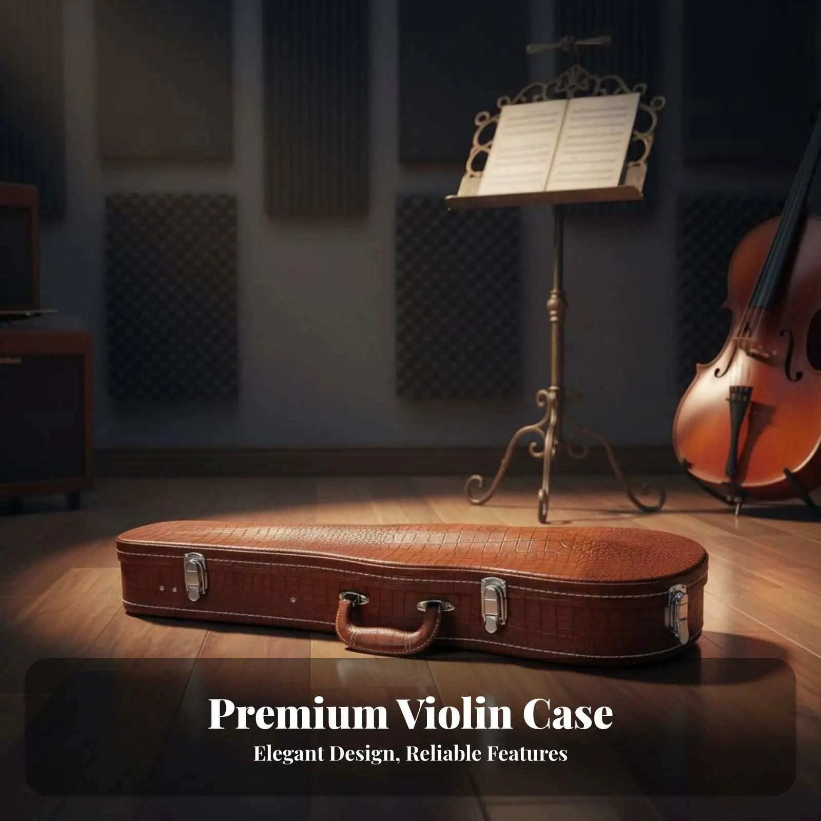Full Size Violin Case with Soft Lined Interior and Detachable Backpack Straps for Safe Transport of Musical Instrument