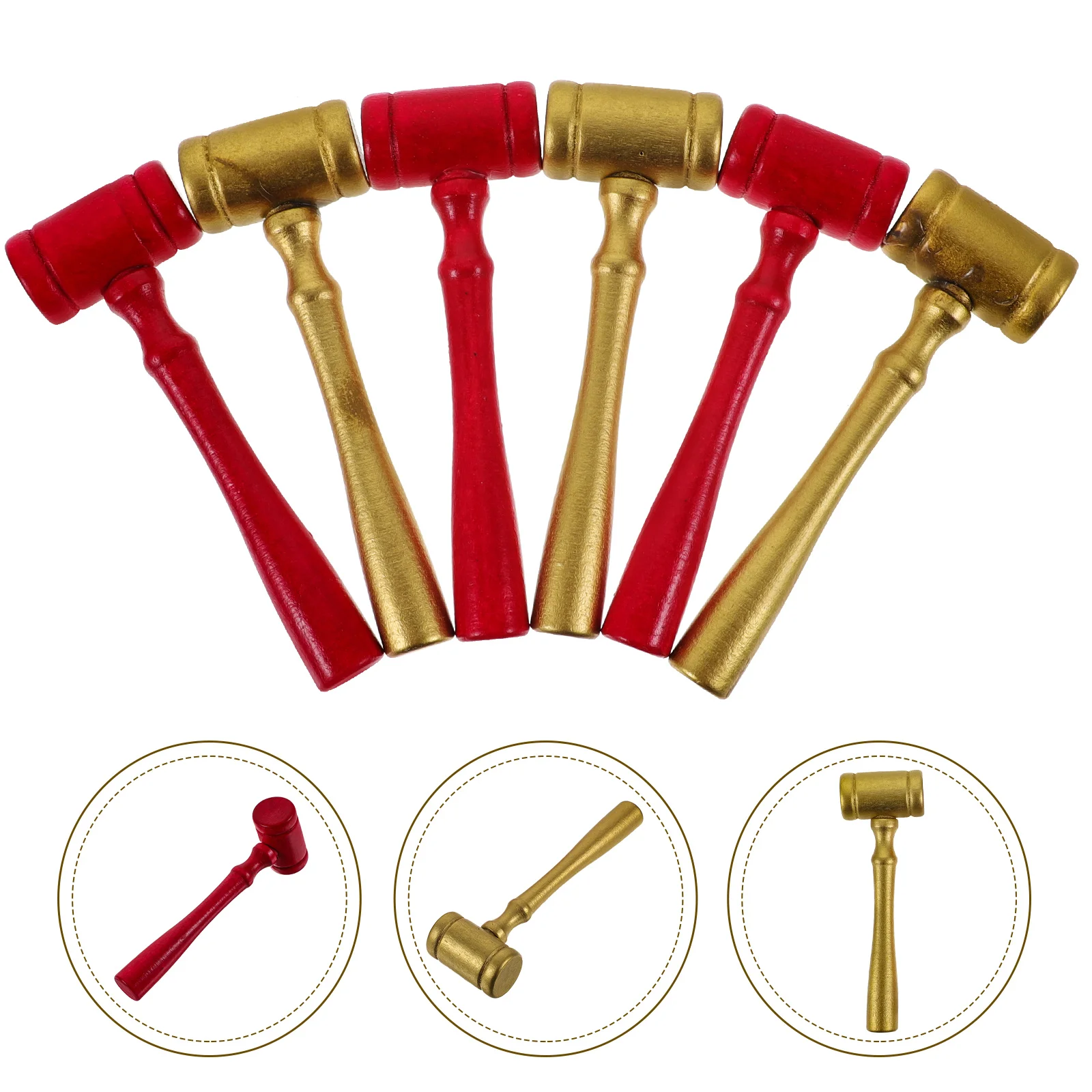 

6pcs Wooden Judge Hammer For Kids Role Play Courtroom Gavel Auction Tool Lawyer Costume Accessory Decorative Hammer Educational