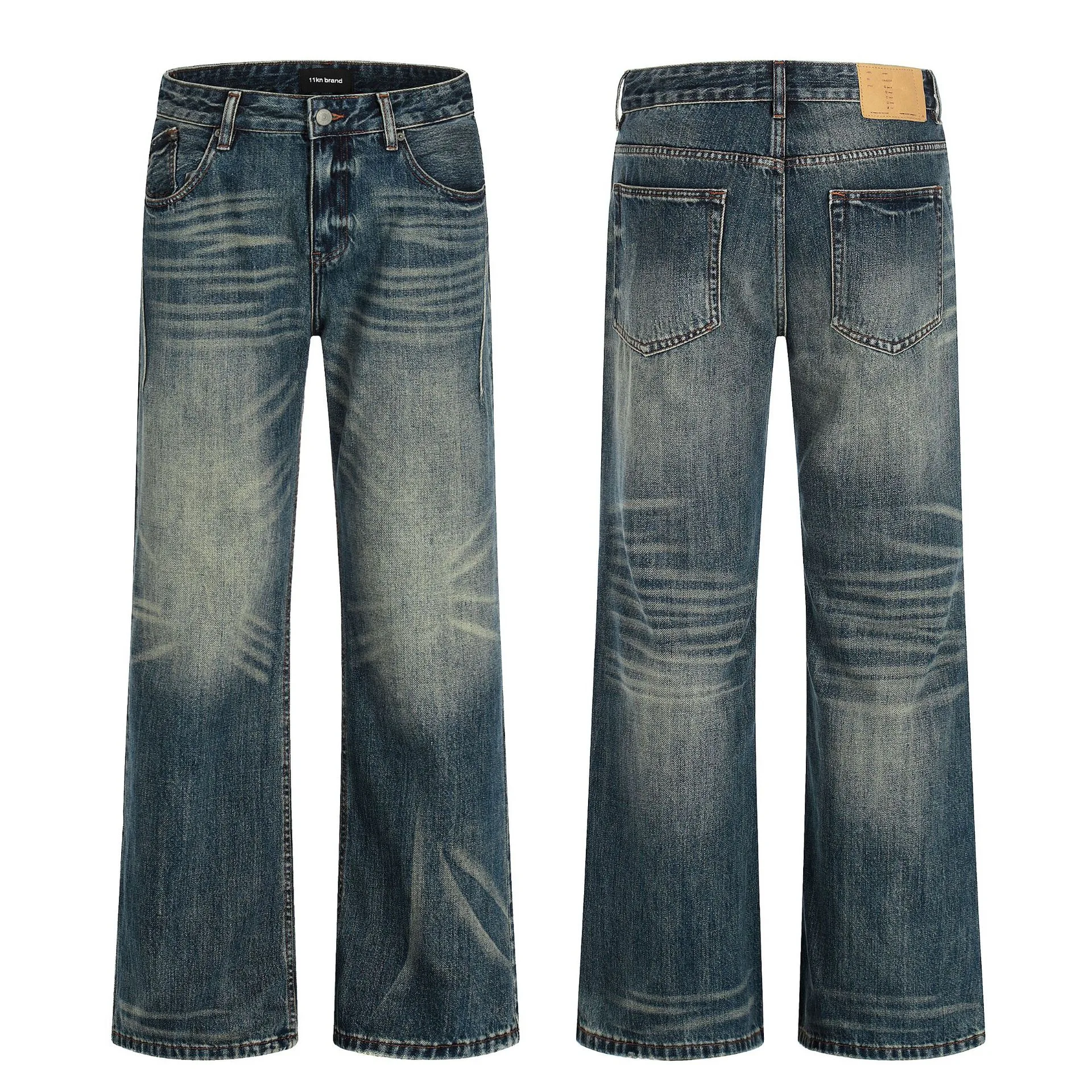 

Американские ретро-джинсы унисекс, выцветшие, свободного прямого кроя, повседневные длинные брюки, молодежные, со средней посадкой, на молнии