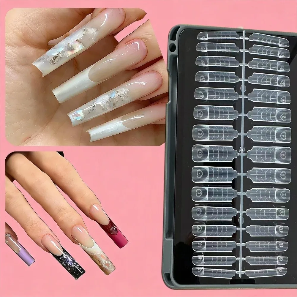 75/150Pcs NEW 15 Sizes Space Nail Forms Transparent Plastic Clear Nail Extension Builder Reusable Poly Gel Forms Manicure Tools