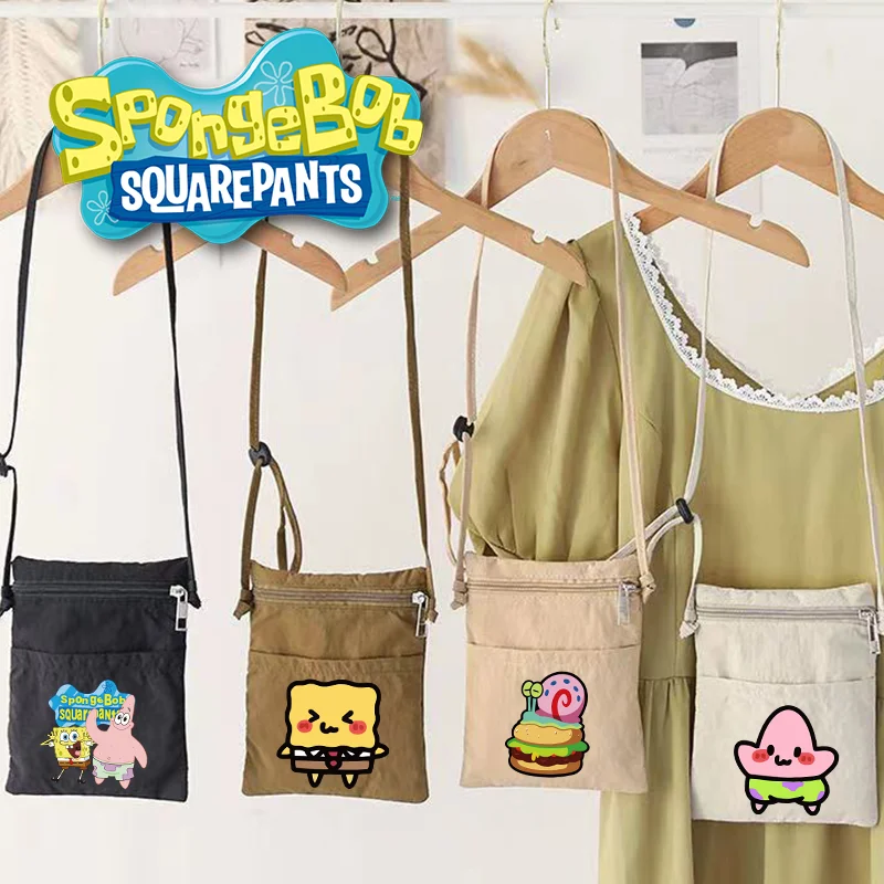 

Сумки через плечо с изображением мультяшного персонажа Губки Боба, с рисунком Патрика Стара, в повседневном стиле, миниатюрная портативная сумка через плечо, универсальная сумка для хранения вещей