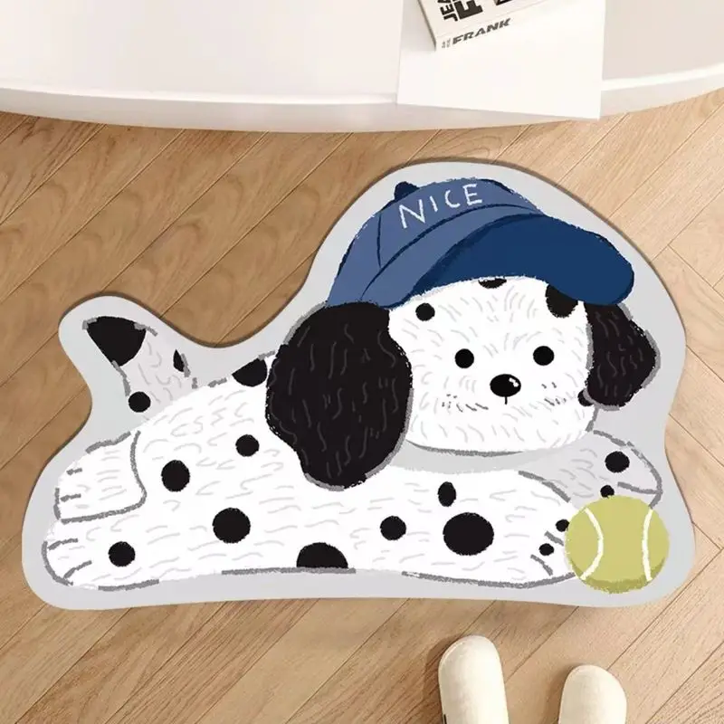 Cartoon Dog Doormat, Absorbent Diatomaceous Earth Doormat, Autumn Holiday Non-Slip Rug, Home Decor