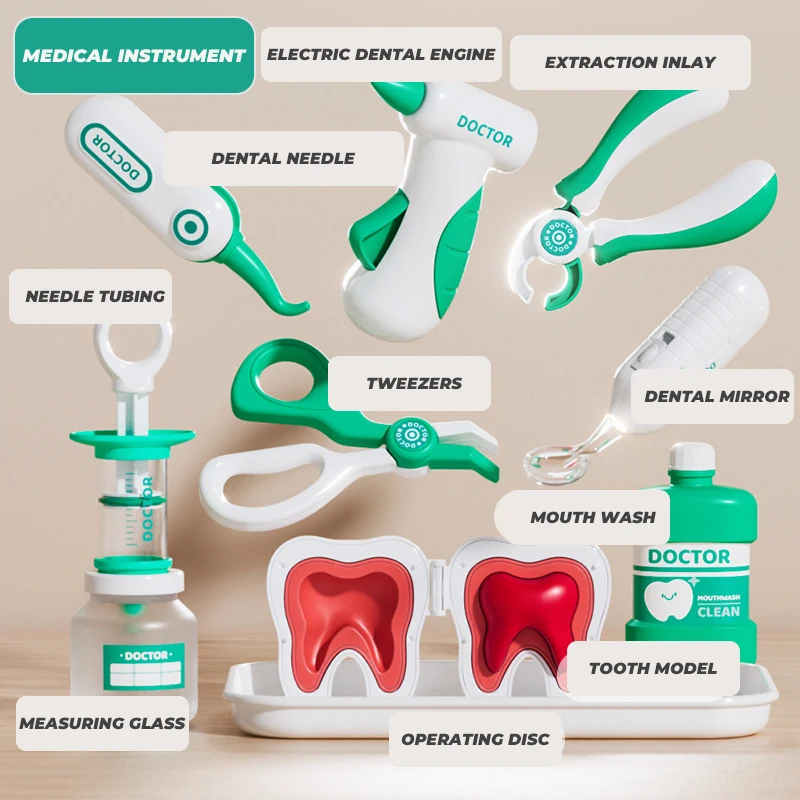 الأطفال التظاهر اللعب الطبيب مجموعة ألعاب مستشفى الأسنان مقلد أداة طبية المشهد التفاعل ألعاب لعبة للبنين بنات الهدايا
