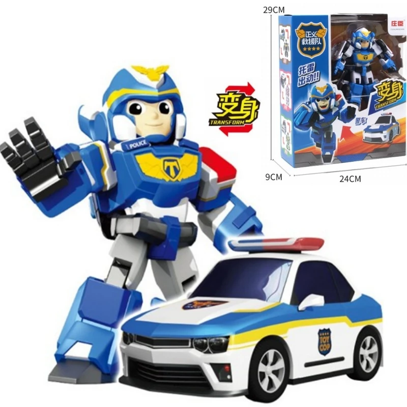 Transformation Auto Toy Cop Justice Rescue Team Car Transform Robot Mech Deformation Vehicle Action Figure Kids Toys child Gift