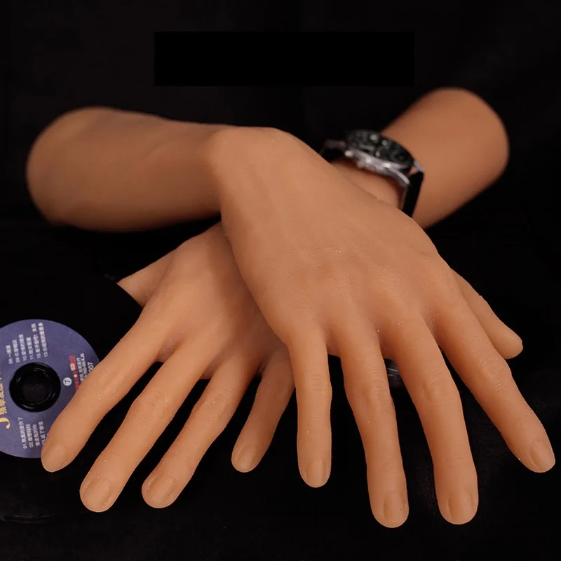 Male Silicone Hand With Flexible Fingers and Bent Wrist For Watch Display Drawing Photography Props