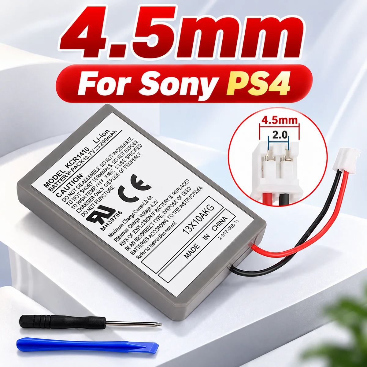 KCR1410 2000mAh 3.7V Li-ion Rechargeable Replacement Battery with 4.5mm Plug for Sony PS4 CUH-ZCT1E CUH-ZCT1U Controller
