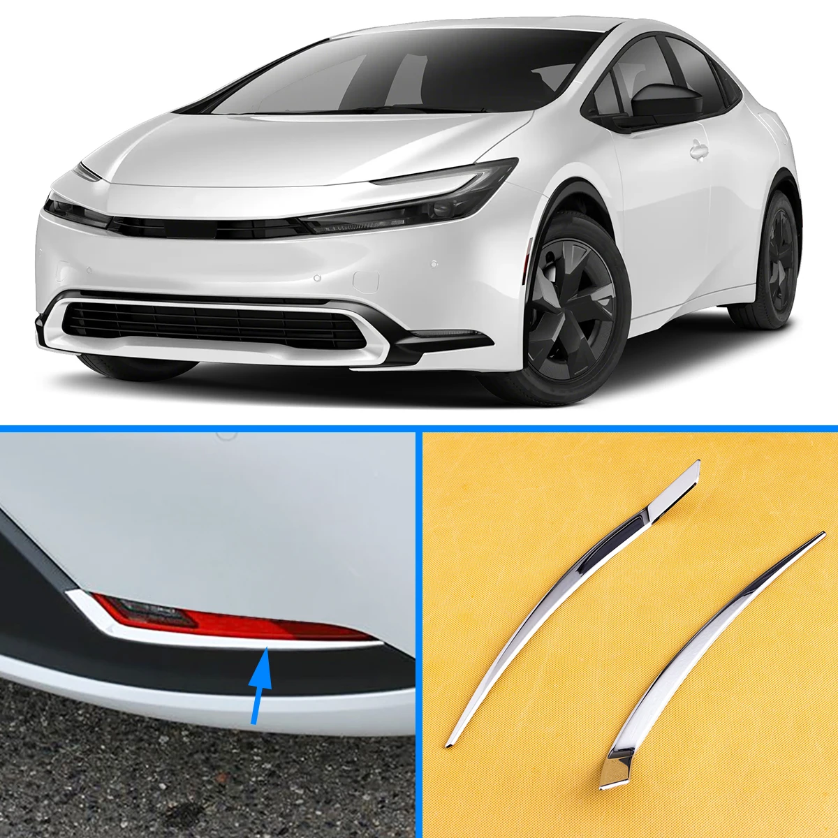 

Rear Fog Light Trims For Toyota Prius 2023-2026 Chrome Bumper Reflector Cover Stylish