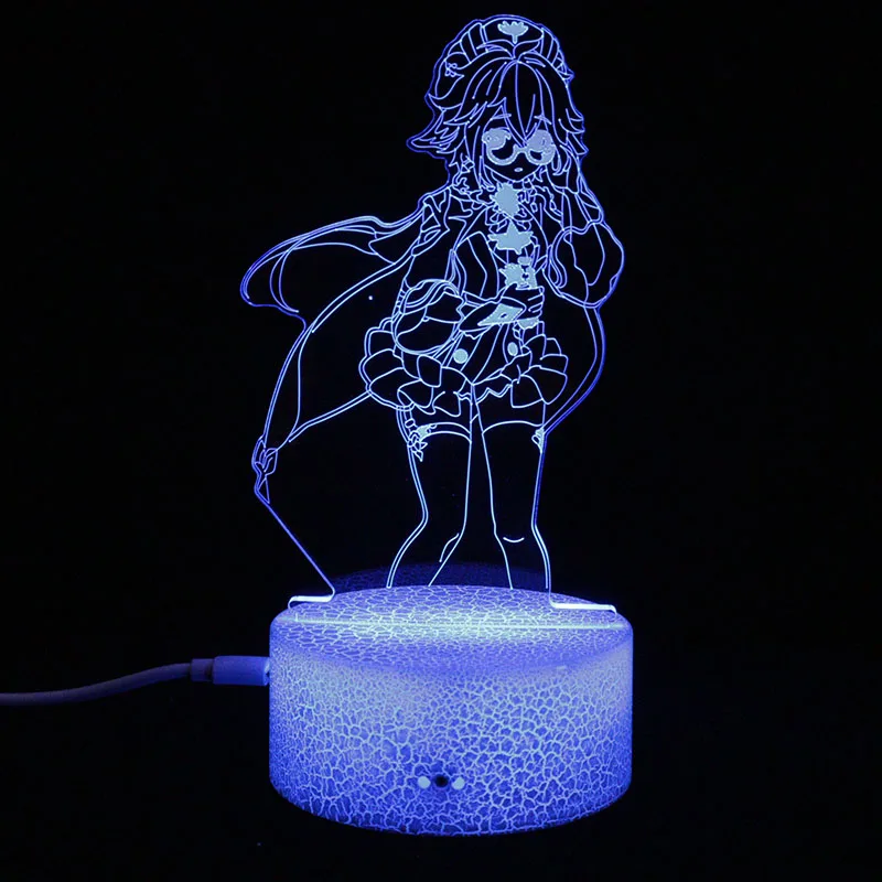 Genshin impact Sucrose Anime Figure 3d Led Night Light For Bedroom Lava Lamp Manga Room Decor Children's Christmas Gift