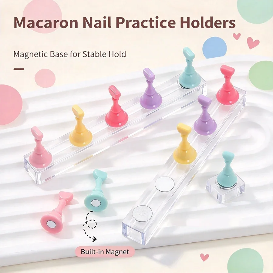 Multi-color Magnetic Nail Tip Display Practice Stand, Chess Piece Holder UV Gel Polish Showing Shelf Manicure Tools