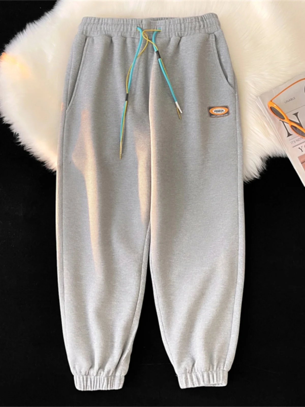 

ey Sports Pants for Men Trendy Casual Long Trousers escent Haome American Vibe Windbreakers Loose Fit Autumn Faion