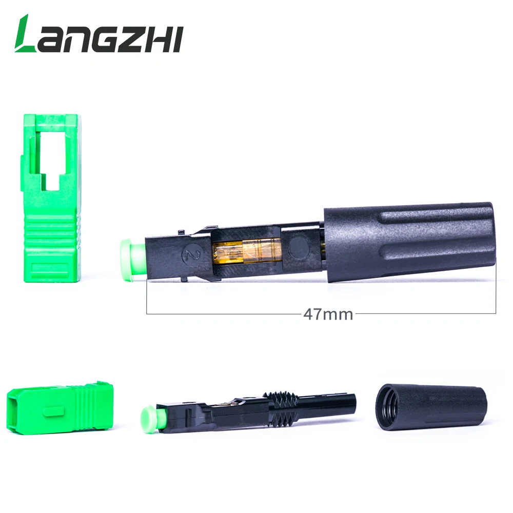 Langzhi 100 Cái/lốc SC Apc 50Mm Zf Cáp Quang Ftth SC Đầu Kết Nối SC/APC Nối Sc-Apc Đầu Nối Nhanh