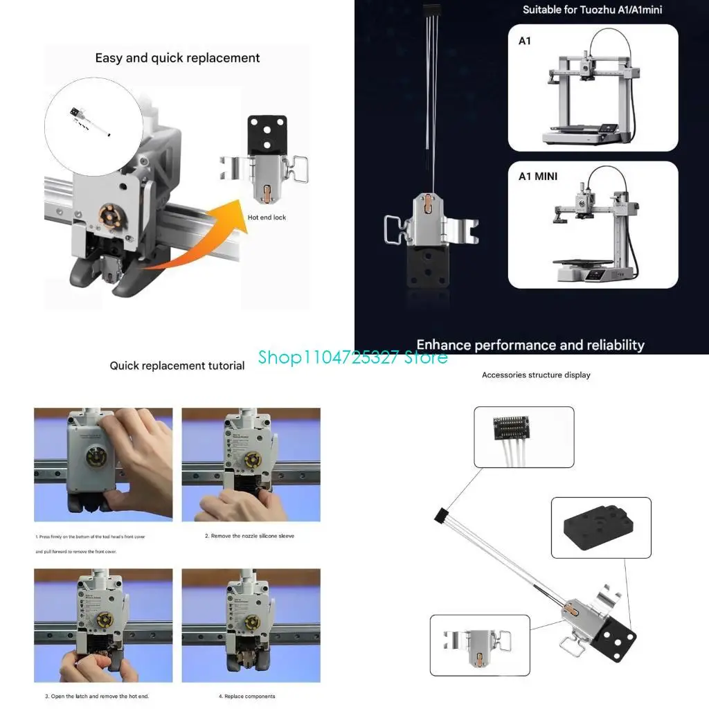 D8KF 3D Printer Heating Component P2S Hotend Heating Assembly Ceramic Zirconia