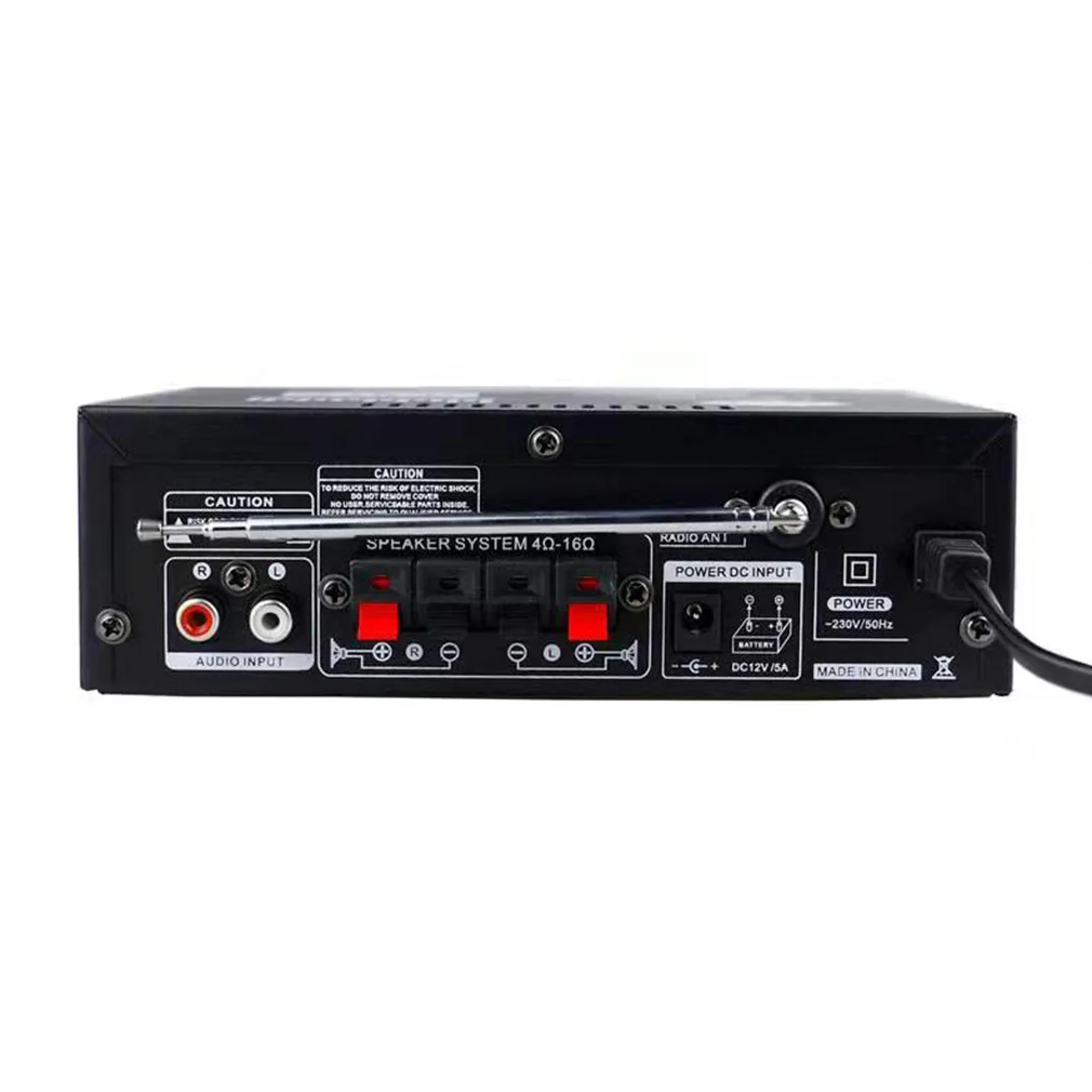 AMPLIFICADOR Bluetooth de 12V/220V, 2 canales, LCD, Audio estéreo HIFI, amplificador de potencia USB, Radio FM, cine en casa para coche con Control remoto, envío directo