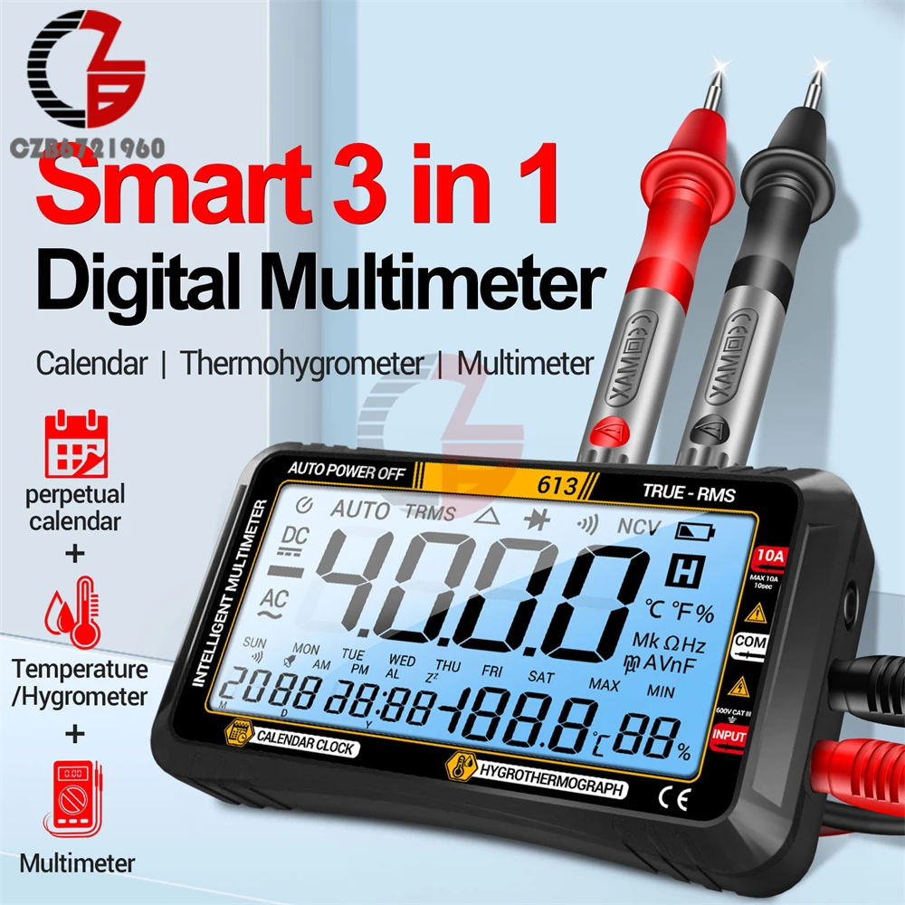 Digital Multímetro Inteligente Testadores de Transistor ac dc True Rms Auto Medidor de Capacitância Elétrica Voltímetro Testador de Tensão Atual