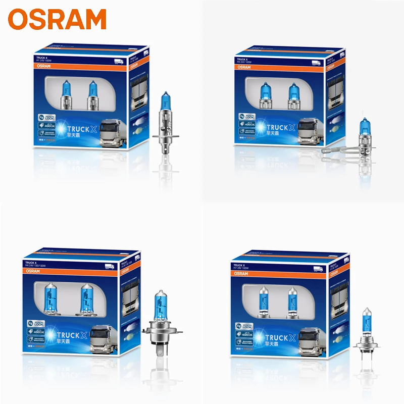 OSRAM H7 H4 H3 H1 24V Truck X Headlight High-Power 100W/130W 4000K Up to 70% Brightening And Whitening Halogen Lamp (Pair)