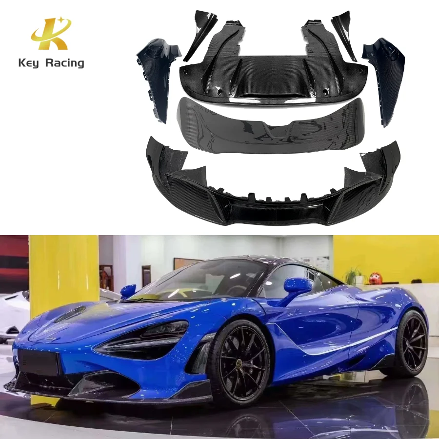 Carbon Fiber V Style Front Lip Rear Bumper Diffuser Front Fenders Side Skirts Rear Spoiler For Mclaren 720S VRS Style Body Kit