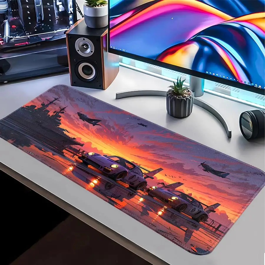 Sunset Car Mouse Pad Desk accessories office Pad Computer Laptop Pad Keyboard Mouse Pad Game Console Pad overlock