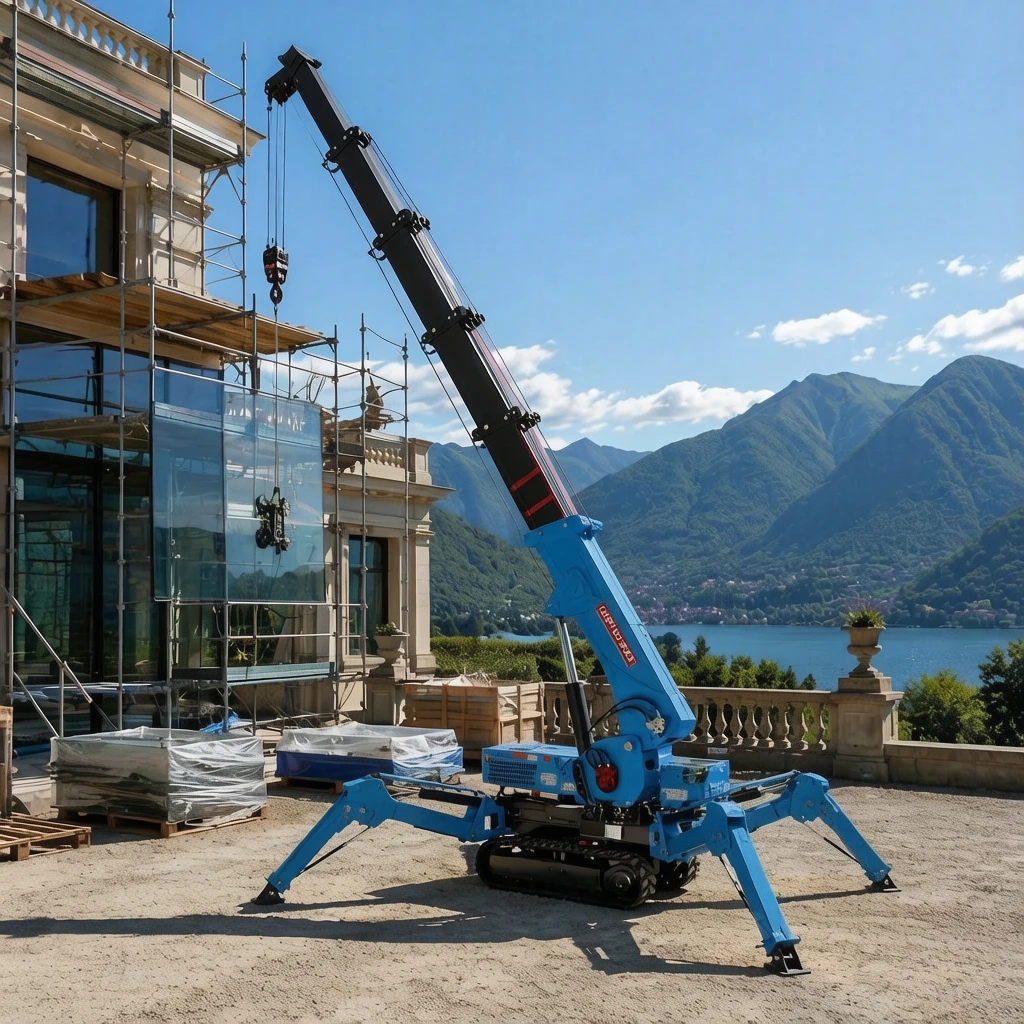 Factory Price Glass Installation Crane 5 Ton 8 Ton 10T 12 Ton Mini Crawler Crane Long Boom Spider Crane 17m 21m With Fly Jib