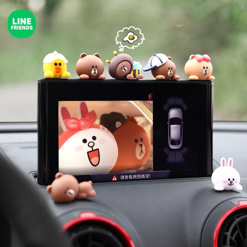 Line Friends รถสีน้ำตาล cony อะนิเมะน่ารัก hiasan mobil ผู้หญิงการ์ตูนน่ารักงดงามชีวิตประณีต Choco Sally คอนโซลกลางรถของขวัญ