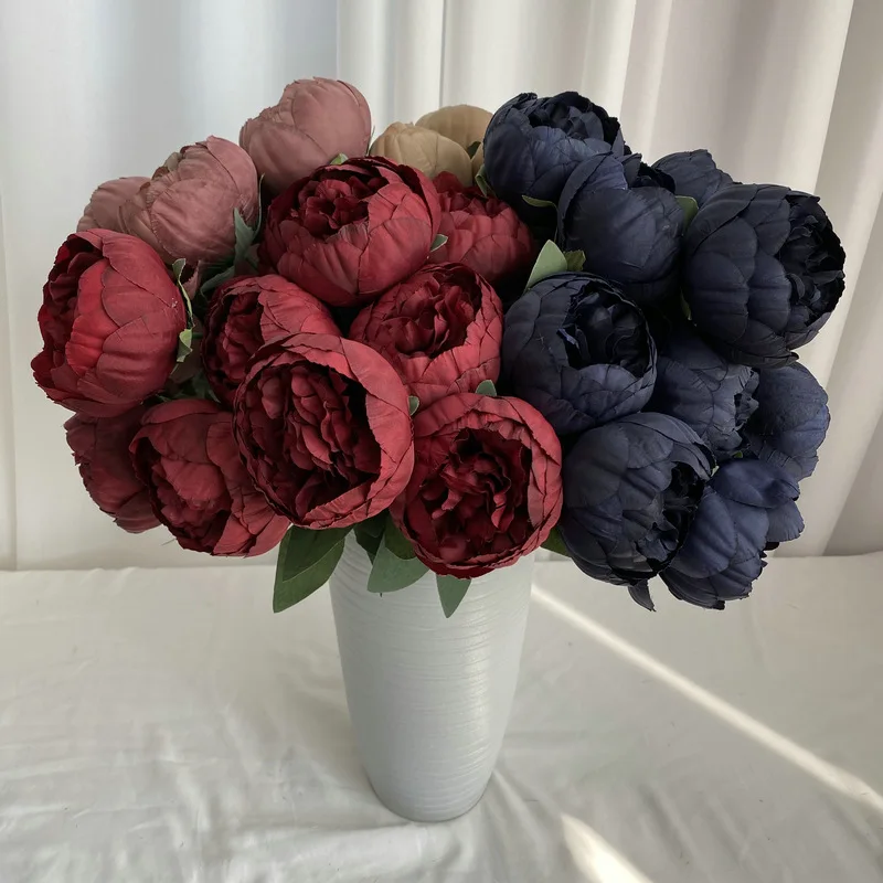 10 Heads Big Bud Silk Peony Artificial Flower Peony Bridal Bouquet Outdoor Wedding Decor Home Fake Flower Valentine\'s Day Gift
