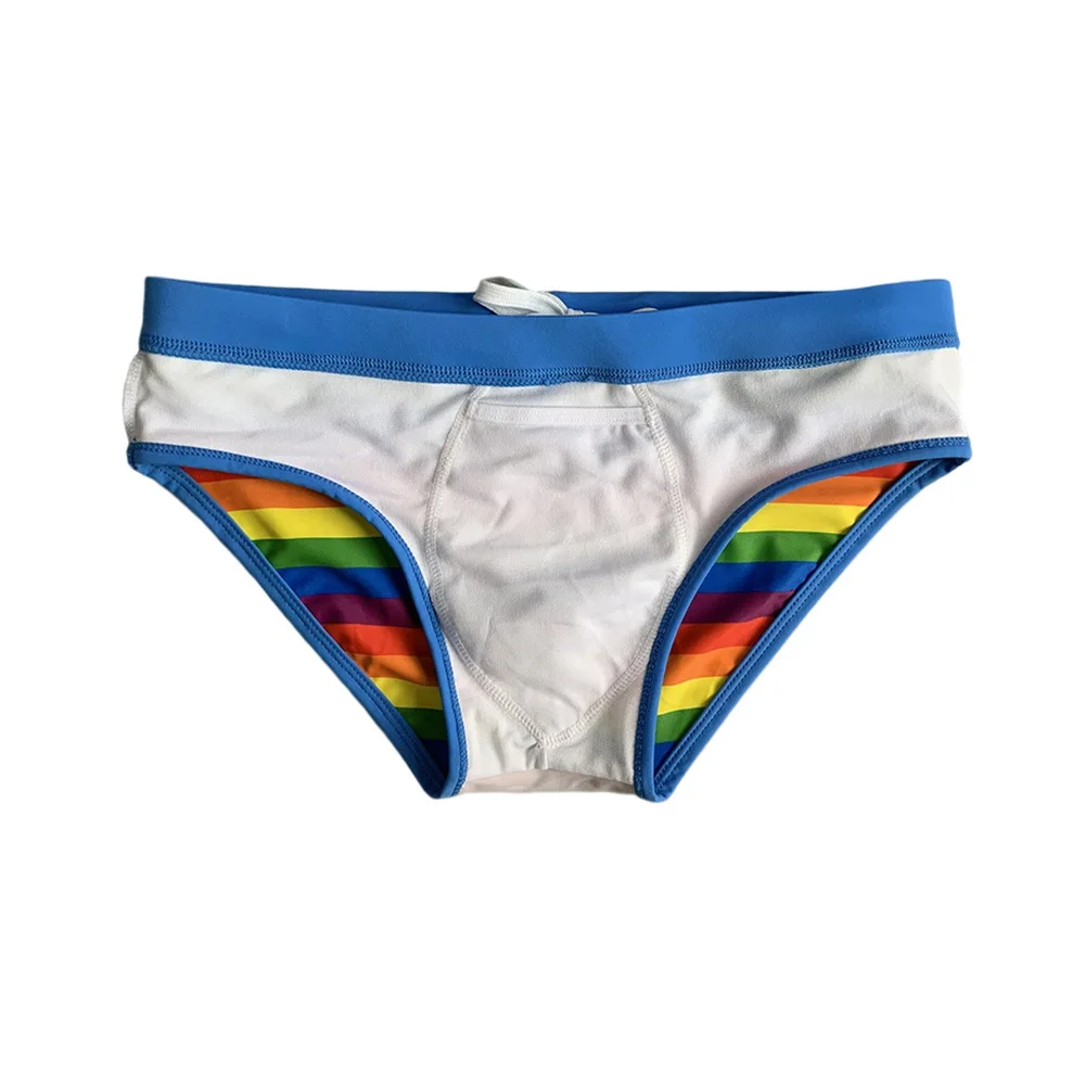 2025 Fashion, Men's Triangle Rainbow Swimsuit Hot Spring Swimsuit Fashion Low Waist Swimsuit 10072