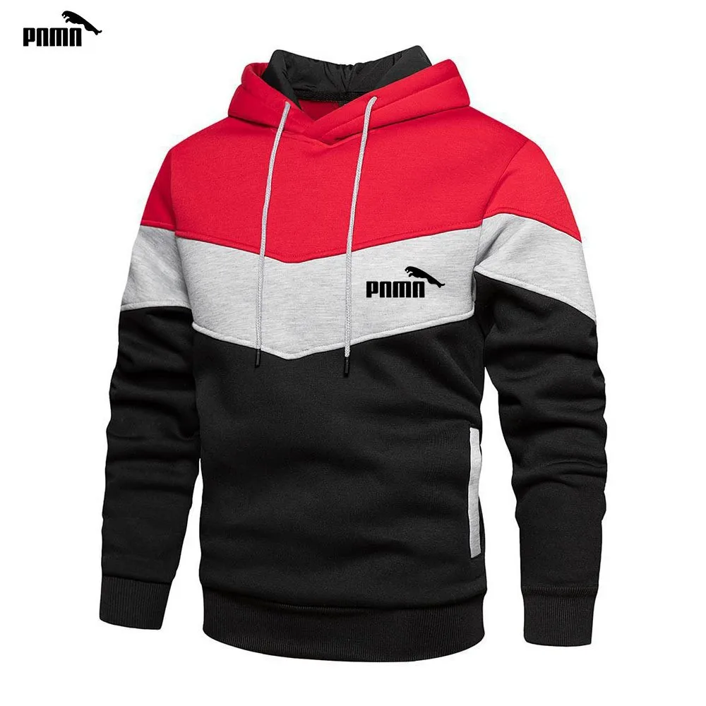 2024 Winter Velvet Warm Fashion Sportswear Casual Jacket Men\'s Three tone Hoodie Sweatshirt