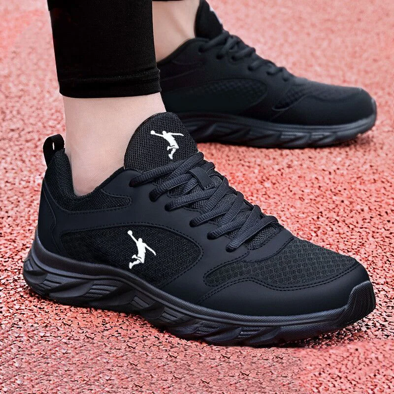Men's Running Shoes Lightweight Breathable Mesh Uppers Leather Surface Slip Resistant Sports Casual Shoes Summer Season