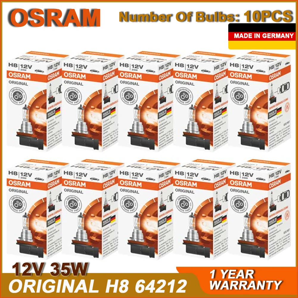 OSRAM-Lámpara de línea ORIGINAL H8 64212 PGJ19-1, faro antiniebla de 12V y 35W, 3200K, bombillas halógenas estándar, ECE, fabricado en Alemania