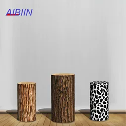 Wood Bark Cow Texture Cylinder Backdrop Cover Baby Shower Birthday Party Decor Cake Dessert Pedestal Column Background Cover