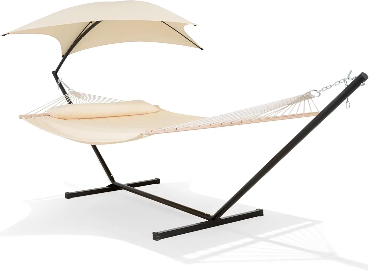 

Портативный уличный гамак SUNCREAT со стойкой, солнцезащитным навесом, двойной гамак со стойкой для улицы, запатентовано, бежевый