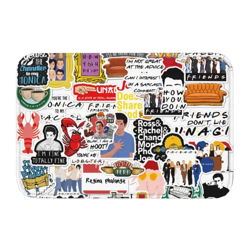 Custom Funny TV Show Friends Collage Doormat Anti-Slip Kitchen Bathroom Mat Living Room Door Floor Entrance Carpet Rug