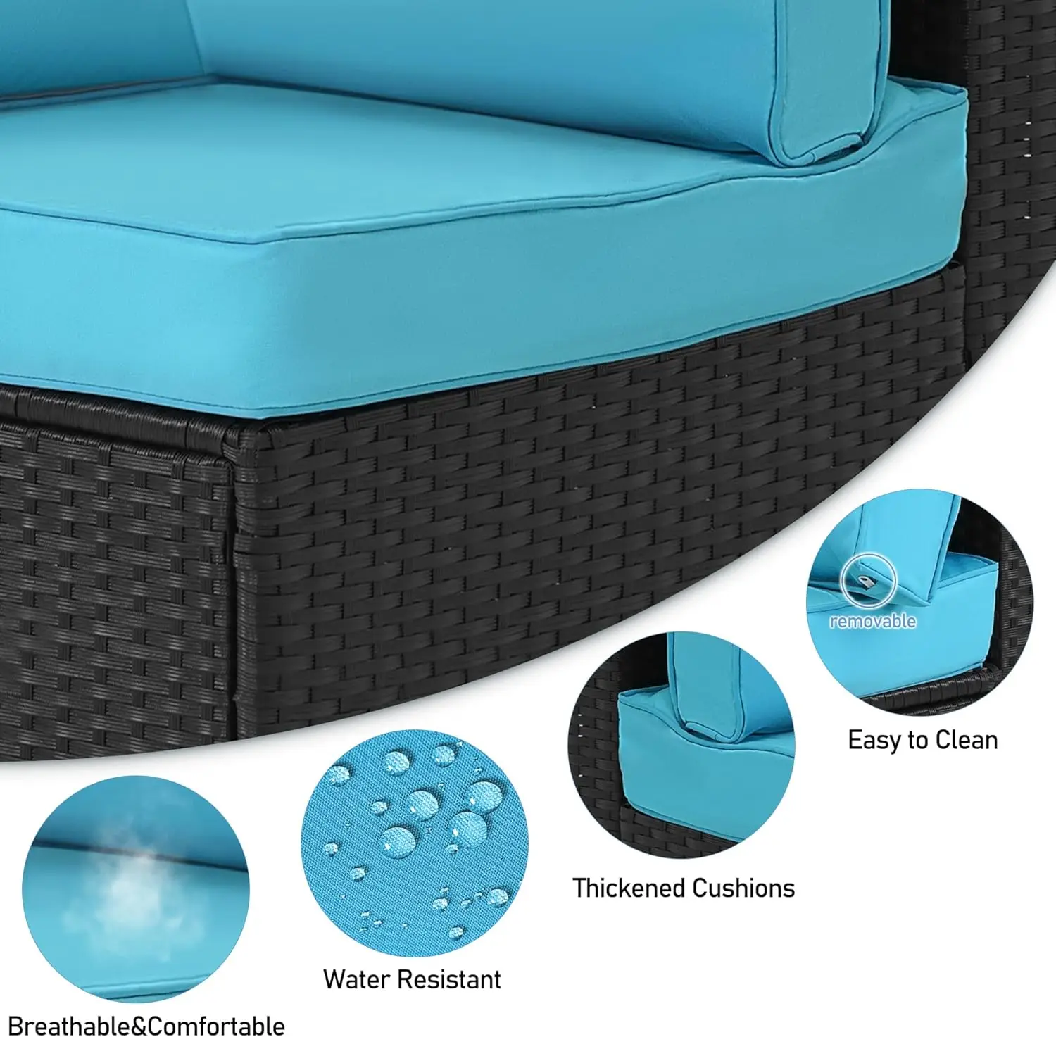 Patio Furniture Set,Wicker Outdoor Conversation Set,Rattan Sectional Sofa Set w/Washable Cushions & Glass Coffee Table