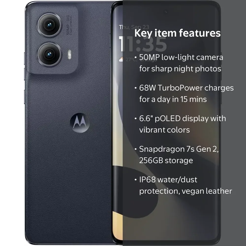 MOTOROLA / EDGE (2024) / XT2405 / MIDNIGHT BLUE / UNLOCKED / 256GB / GRADE 3 Functional Used Cell‑Phone Charging Cable Included Functional Used Cell‑Phone Charging Cable Included